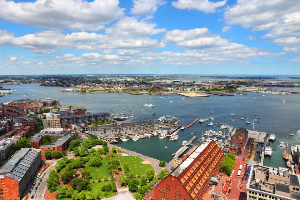 Aerial view of East Boston shoreline